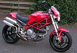 Cuadro trellis de tubo de acero en una Ducati Monster 1000