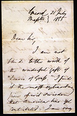 Carta enviada por Emerson a Walt Whitman