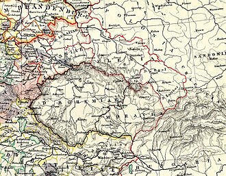 Mapa de Bohemia y Moravia en el siglo XII