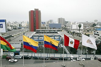 Banderas de los países miembros de la Comunidad Andina