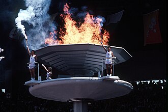 Encendido del pebetero olímpico en Seúl 1988