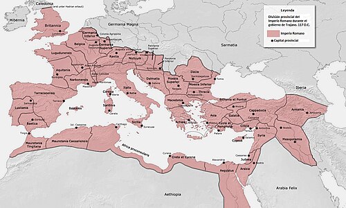 Mapa del Imperio romano bajo Trajano