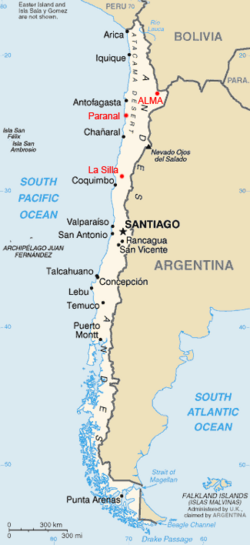 Mapa geográfico que muestra la ubicación de los observatorios