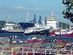 Flota pesquera en Riveira en Galicia