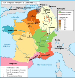 Expansión franca en la Galia entre 486 y 511