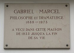 Placa conmemorativa en la residencia de Gabriel Marcel