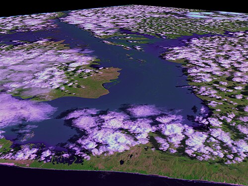 Inundación del río Zambezi en Mozambique captada por imagen satelital.