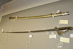 Sable de oficial M1902 expuesto en el castillo de San Cristóbal en San Juan, Puerto Rico.