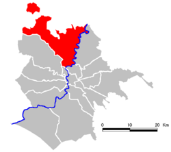 Ubicación del distrito Municipio Roma XV en el mapa de Roma