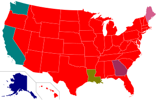 Mapa que ilustra los diferentes sistemas de votación utilizados en cada estado