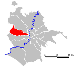 Ubicación del distrito en el mapa de Roma