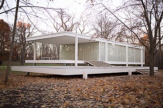 Casa Farnsworth diseñada por Ludwig Mies van der Rohe en Plano, Illinois