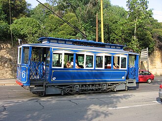 El famoso Tranvía Azul del Tibidabo