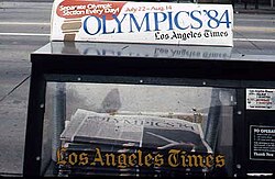 Máquina expendedora de Los Angeles Times durante los Juegos Olímpicos de Los Ángeles 1984
