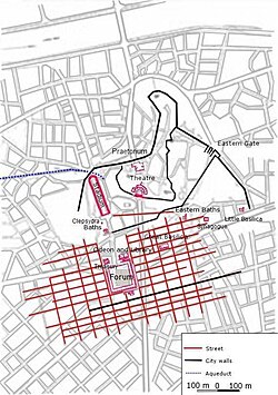 Mapa de la ciudad romana superpuesta a la actual