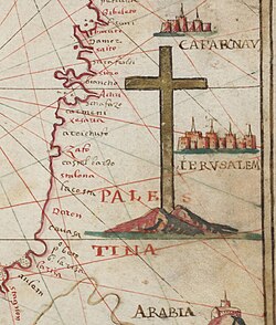 Mapa histórico de Palestina en un atlas de 1583