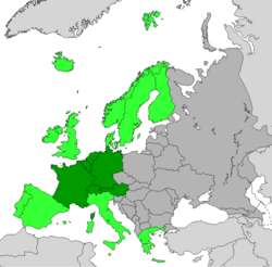 Mapa que muestra diversas interpretaciones de Europa Occidental