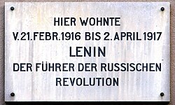 Placa en la casa de Lenin en Spiegelgasse 14 en Zúrich