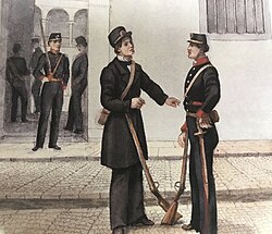 Uniformes de los batallones cívicos del gobierno liberal en 1876