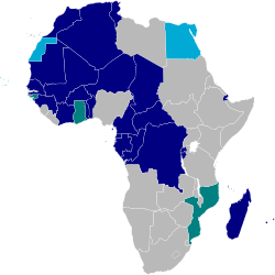 Presencia del francés en el continente africano.