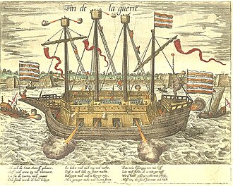 Ilustración histórica de un navío de guerra de la época