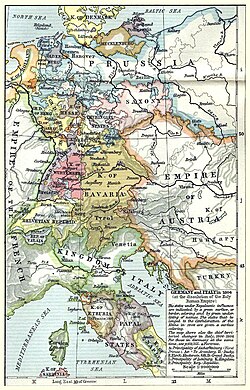 Mapa del Sacro Imperio Romano Germánico y vísperas de la disolución.