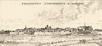 Vista panorámica histórica de Steenbergen por un artista anónimo