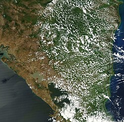 Fotografía satelital de la superficie territorial de Nicaragua