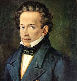 Retrato al óleo de Giacomo Leopardi por A. Ferrazzi
