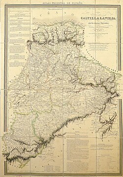Mapa de Castilla la Vieja según Auguste Henri Dufour de 1837