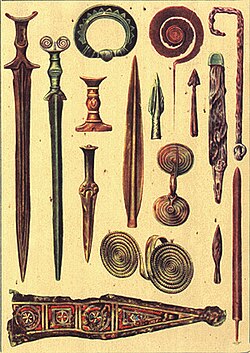 Colección de armas metálicas de la Edad del Bronce