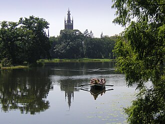 Vista del lago Wörlitzer en el Reino de los jardines