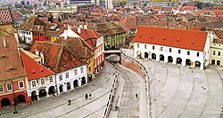 Plaza menor y el puente de los Mentirosos en Sibiu