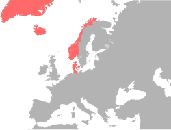 Mapa o representación cartográfica histórica de Dinamarca y Noruega