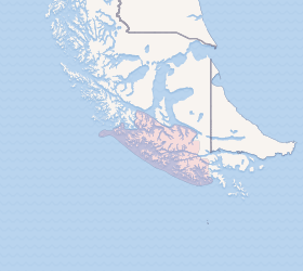Mapa de ubicación y extensión del parque nacional Alberto de Agostini