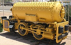 Locomotora de aire comprimido utilizada en operaciones mineras de Dakota del Sur