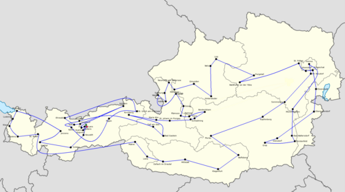 Mapa del recorrido de la antorcha olímpica en Austria