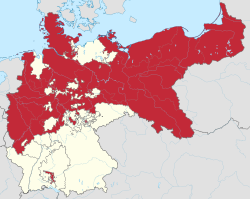 Mapa del Imperio alemán con Prusia destacada