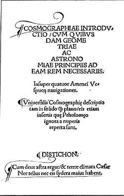 Portada histórica de la Cosmographiae Introductio