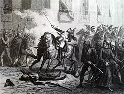 Grabado francés del siglo XIX sobre la sublevación en Madrid