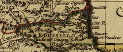 Mapa de la provincia francesa del Rosellón de 1745