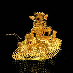 Representación de la balsa muisca asociada al mito de El Dorado