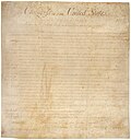 Detalle de las primeras enmiendas a la Constitución de los Estados Unidos conocidas como Bill of Rights.