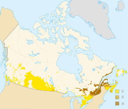 Zonas lingüísticas de Canadá.
