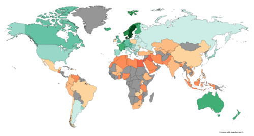 Mapa mundial que muestra las diferencias culturales de individualismo y colectivismo según estudios interculturales.