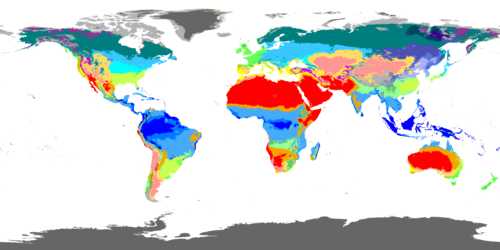 Mapa de climas terrestres según la clasificación de Köppen