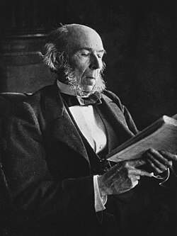 Fotografía en primer plano de Herbert Spencer con barba y expresión pensativa