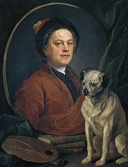 Retrato de William Hogarth junto a su perrita Trump