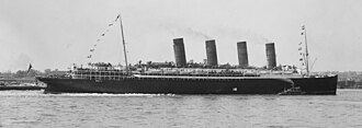 El Lusitania llegando al puerto de Nueva York en 1907