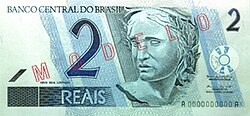 Billetes de curso legal del Banco Central de Brasil.
